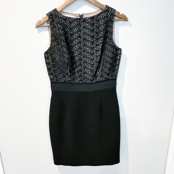 Kay Unger Lace Overlay Sheath Dress Black Size 4 LIKE NEW - Picture 7 of 16